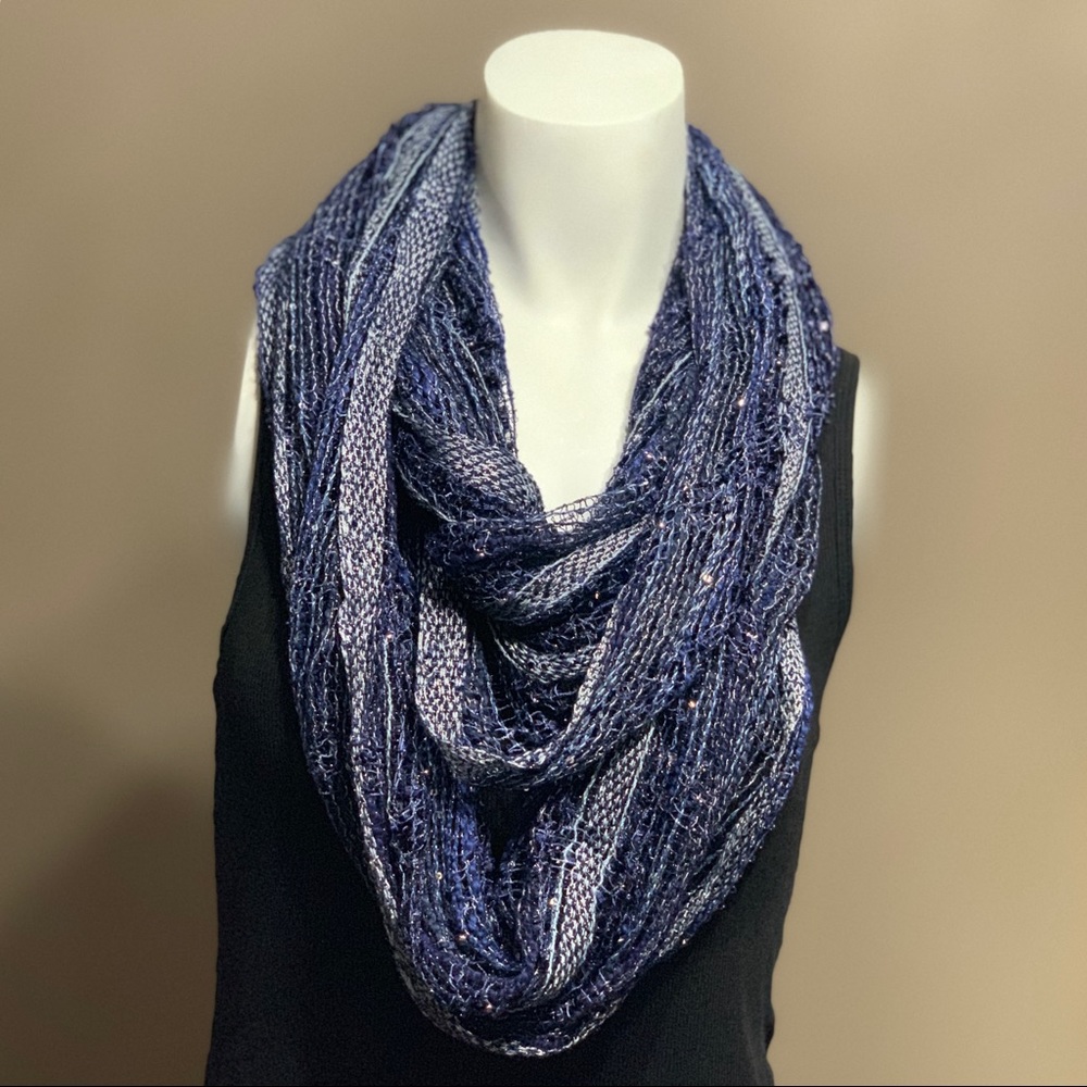 Ladies Blue Textured Sparkle Scarf